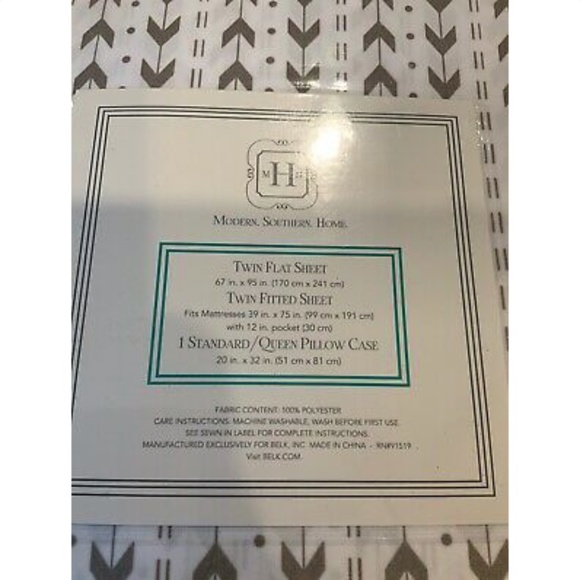 NIP Modern Southern Home Gray Arrows 3 Piece Twin - Picture 3 of 3